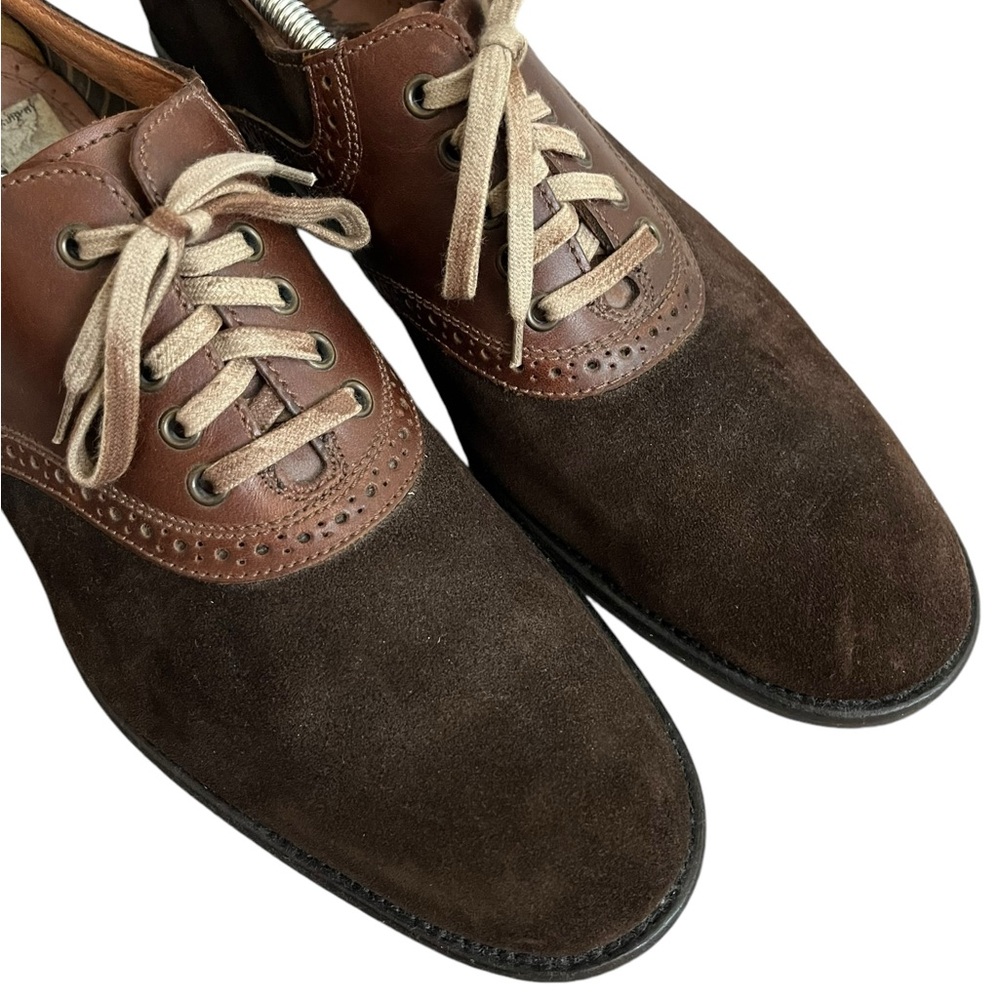 Johnston & Murphy‎ Mens 13 Brown Leather Suede Saddle Oxfords 20-3676 - Picture 4 of 5
